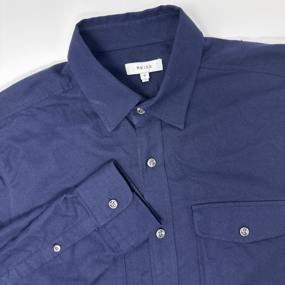 Reiss Overshirt Mens Size Small‎ Navy Brushed Cotton Shacket Utility Soft